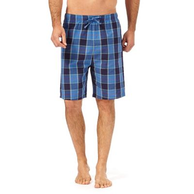 Pack of two navy and green checked pyjama shorts
